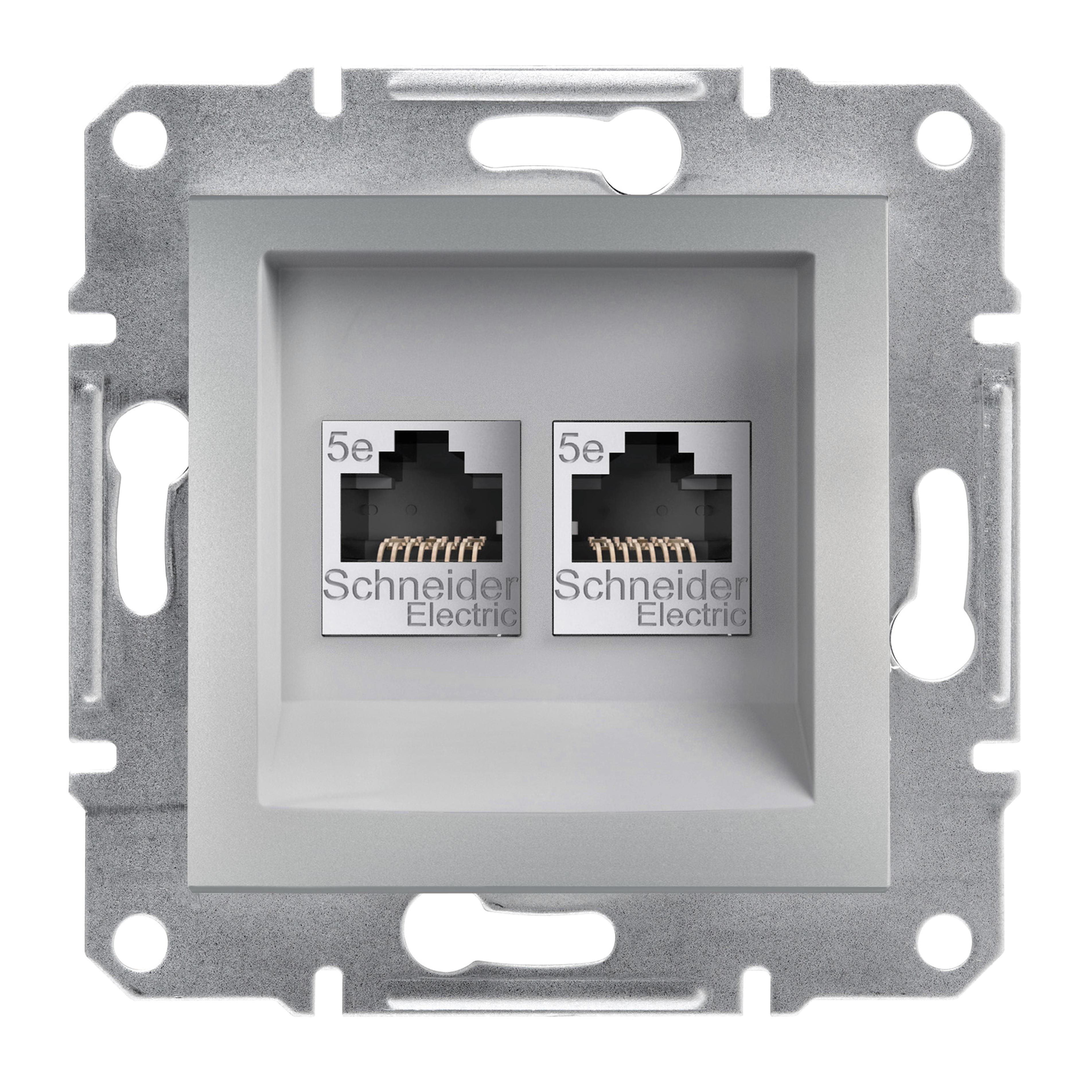 Gniazdo komputerowe 2xRJ45 5e UTP aluminium ASFORA