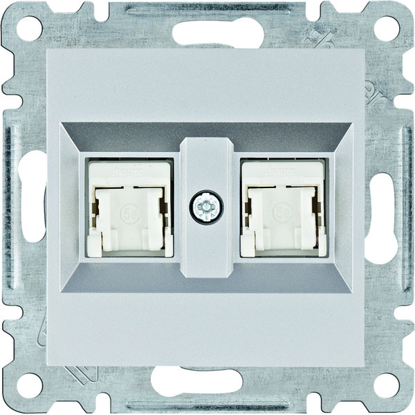 Gniazdo komputerowe 2xRJ45 5e UTP srebrny WL2122 LUMINA HAGER