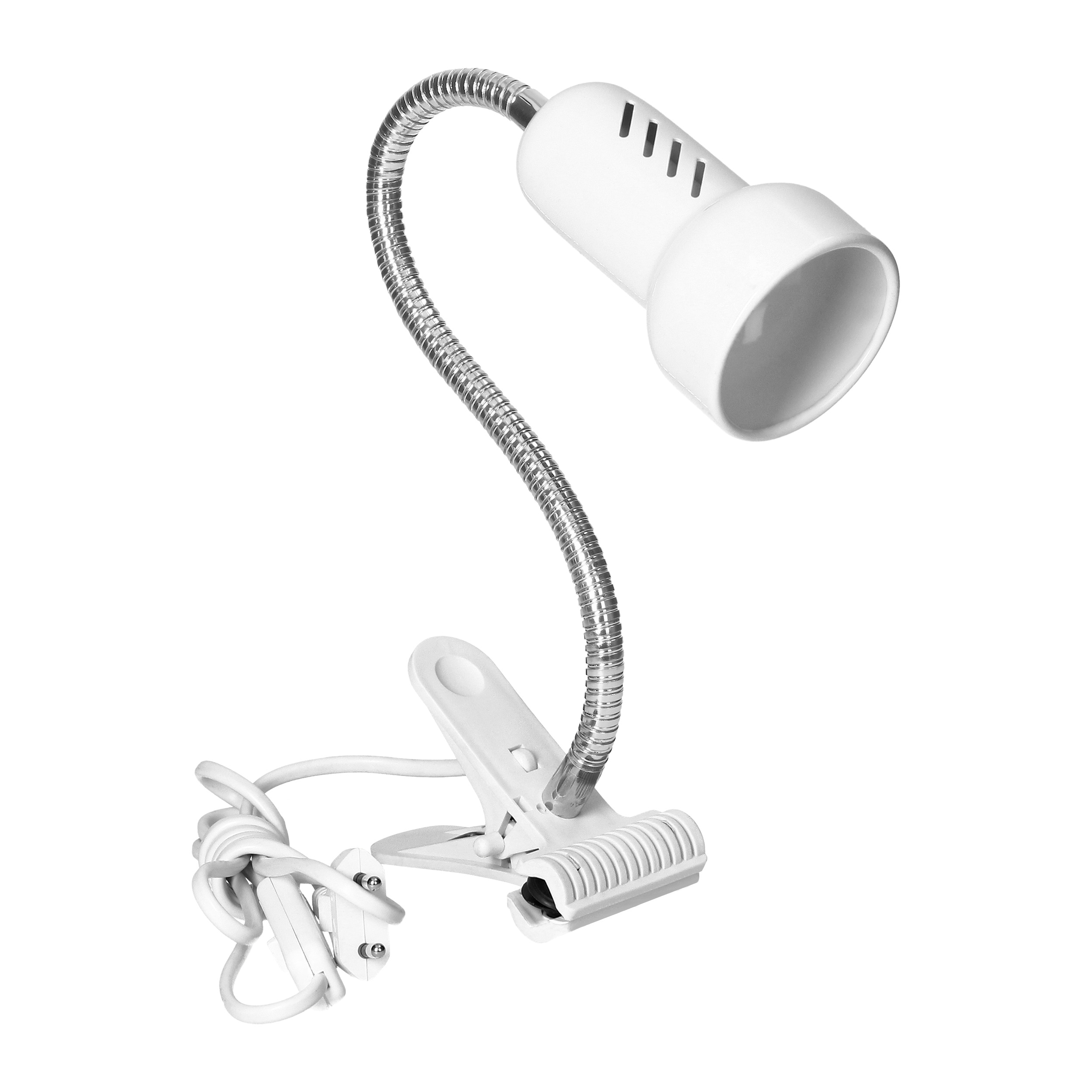 Lampa biurkowa z klipsem flex LUKE 40W E14 stal+tworzywo biała DL-11/W ORNO
