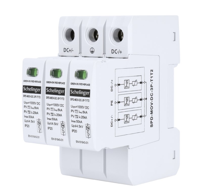 Ogranicznik przepięć 3P 8kA DC 1000V KLASY T1T2 A53-SPD-MOV-DC-3P-T1T2