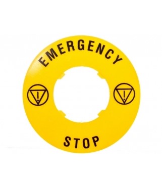 Szyld opisowy fi 60mm EMERGENCY/STOP LPXAU115