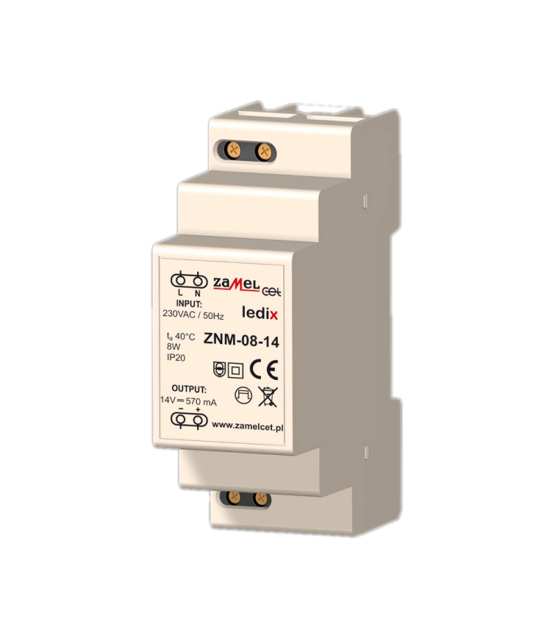 Zasilacz LED modułowy ZNM 250V-14V 8W ZAMEL